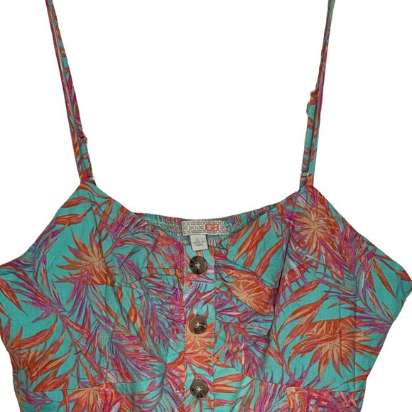 Gianni‎ Bini Halter Top Size Large Teal Multi Color Floral Lined Womens Rayon - Picture 2 of 6